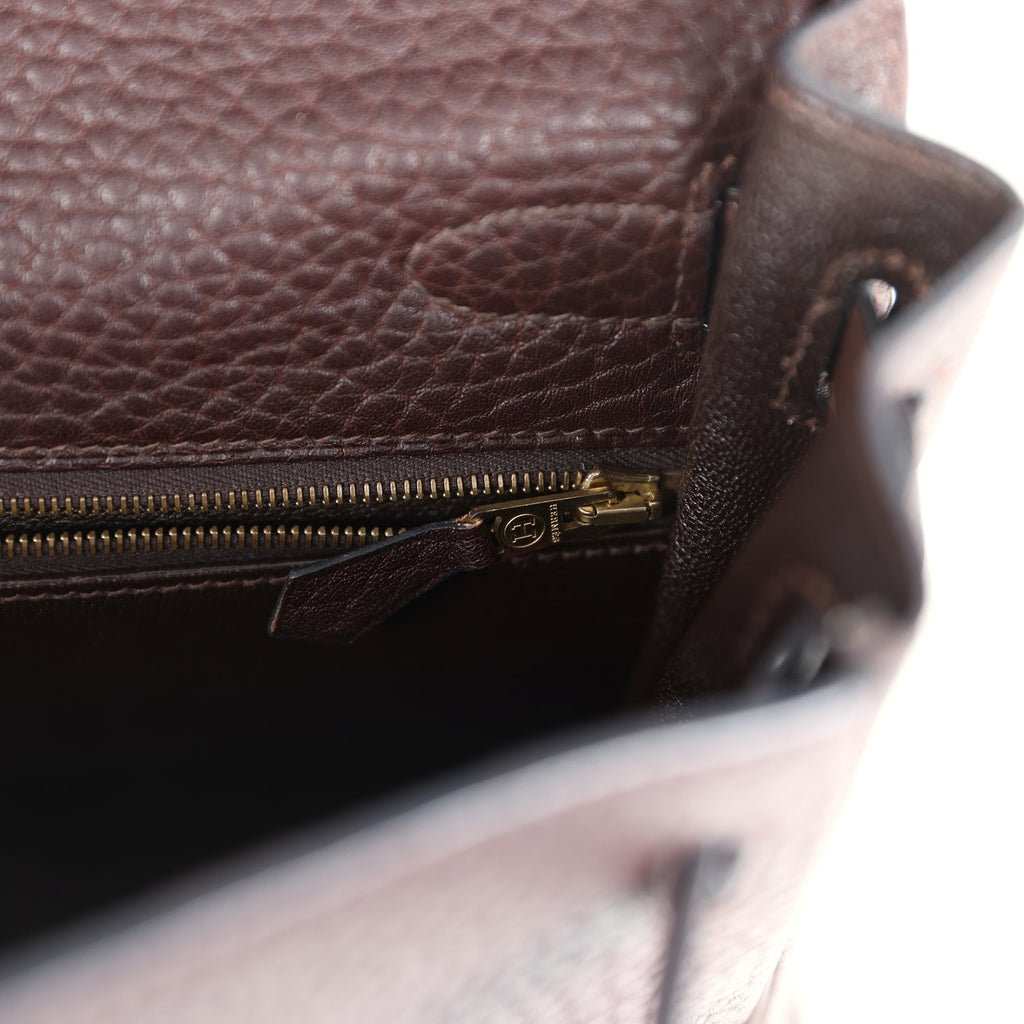 Vintage Kelly Retourne 32 Marron Fonce Fjord Gold Hardware