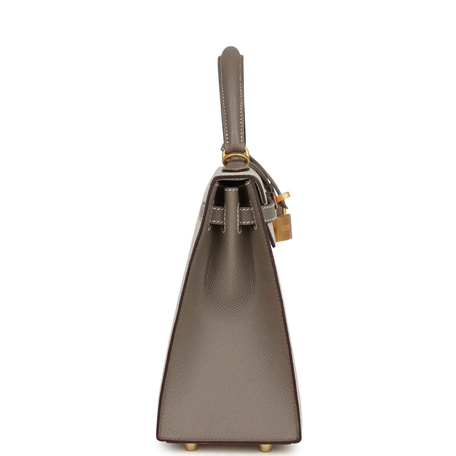 Special Order (HSS) Kelly Sellier 25 Craie and Gris Asphalte Epsom Brushed Gold Hardware