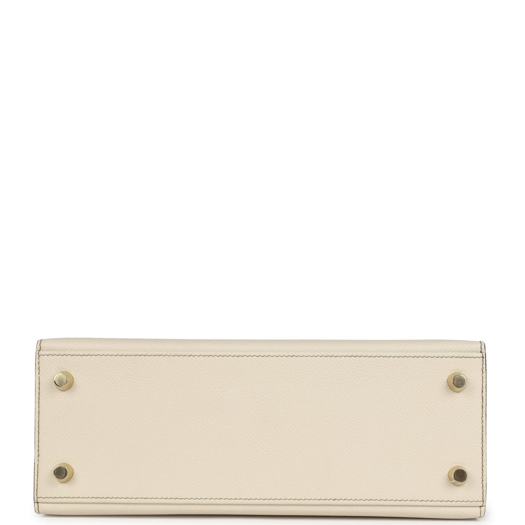Special Order (HSS) Kelly Sellier 25 Craie and Gris Asphalte Epsom Brushed Gold Hardware