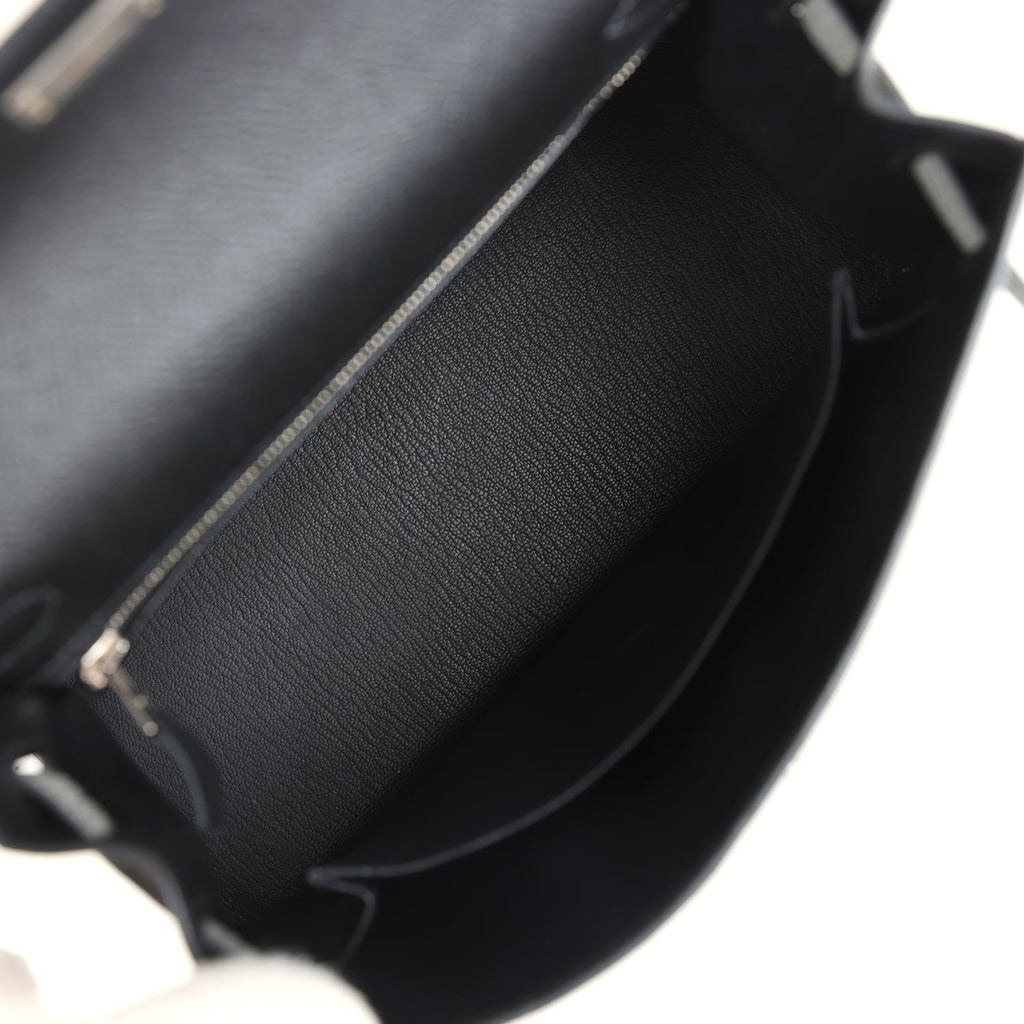 Special Order (HSS) Kelly Sellier 25 Black and Gris Mouette Epsom Brushed Gold Hardware