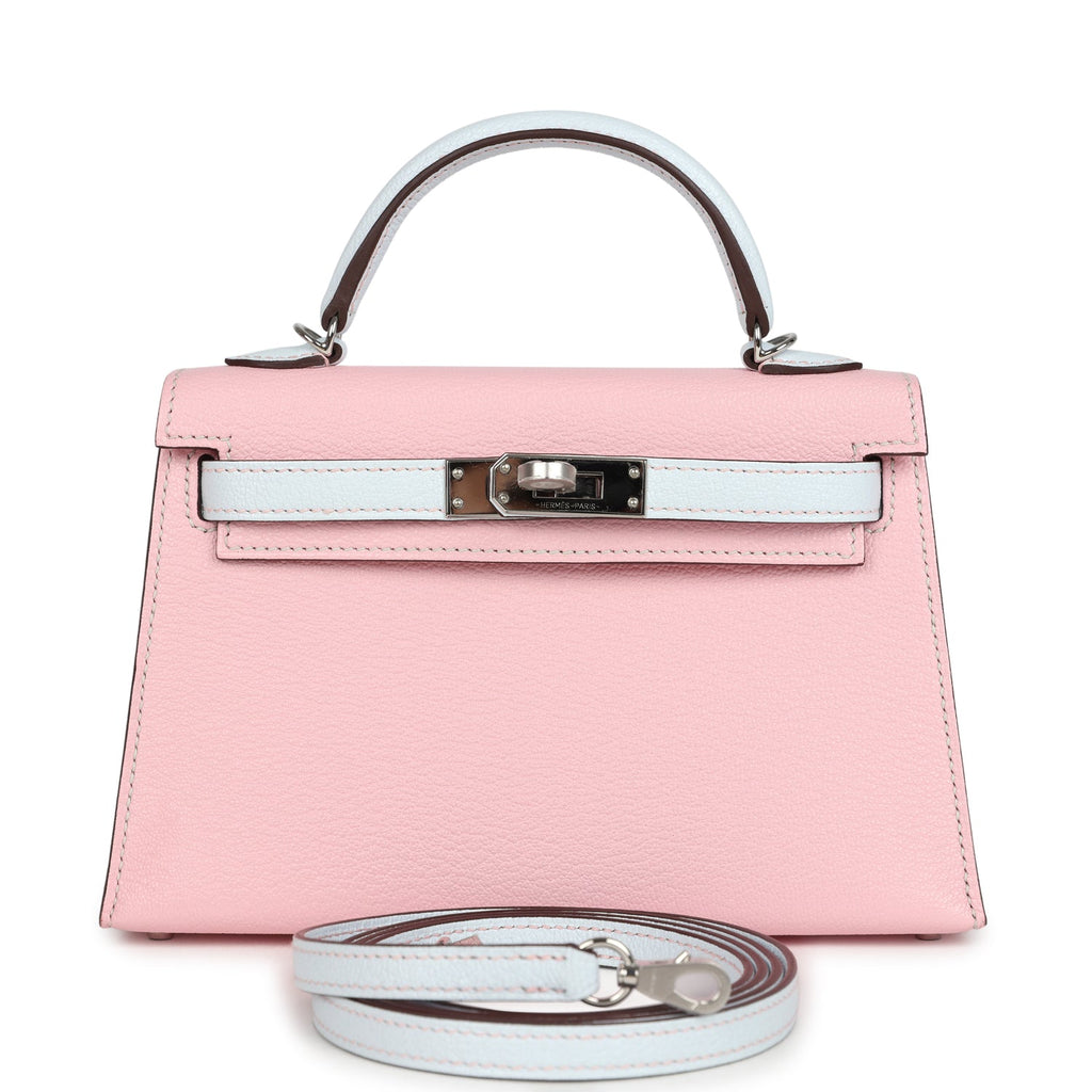 Special Order (HSS) Kelly Sellier 20 Rose Sakura and Bleu Brume Chevre Palladium Hardware
