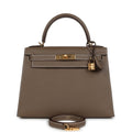 Kelly Sellier 28 Etoupe Epsom Gold Hardware