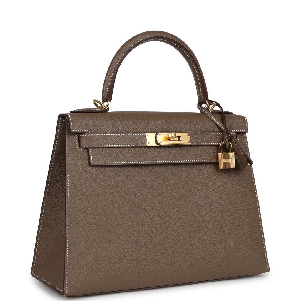 Kelly Sellier 28 Etoupe Epsom Gold Hardware