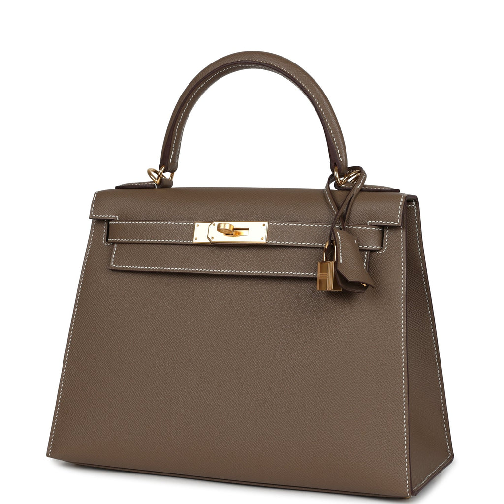 Kelly Sellier 28 Etoupe Epsom Gold Hardware