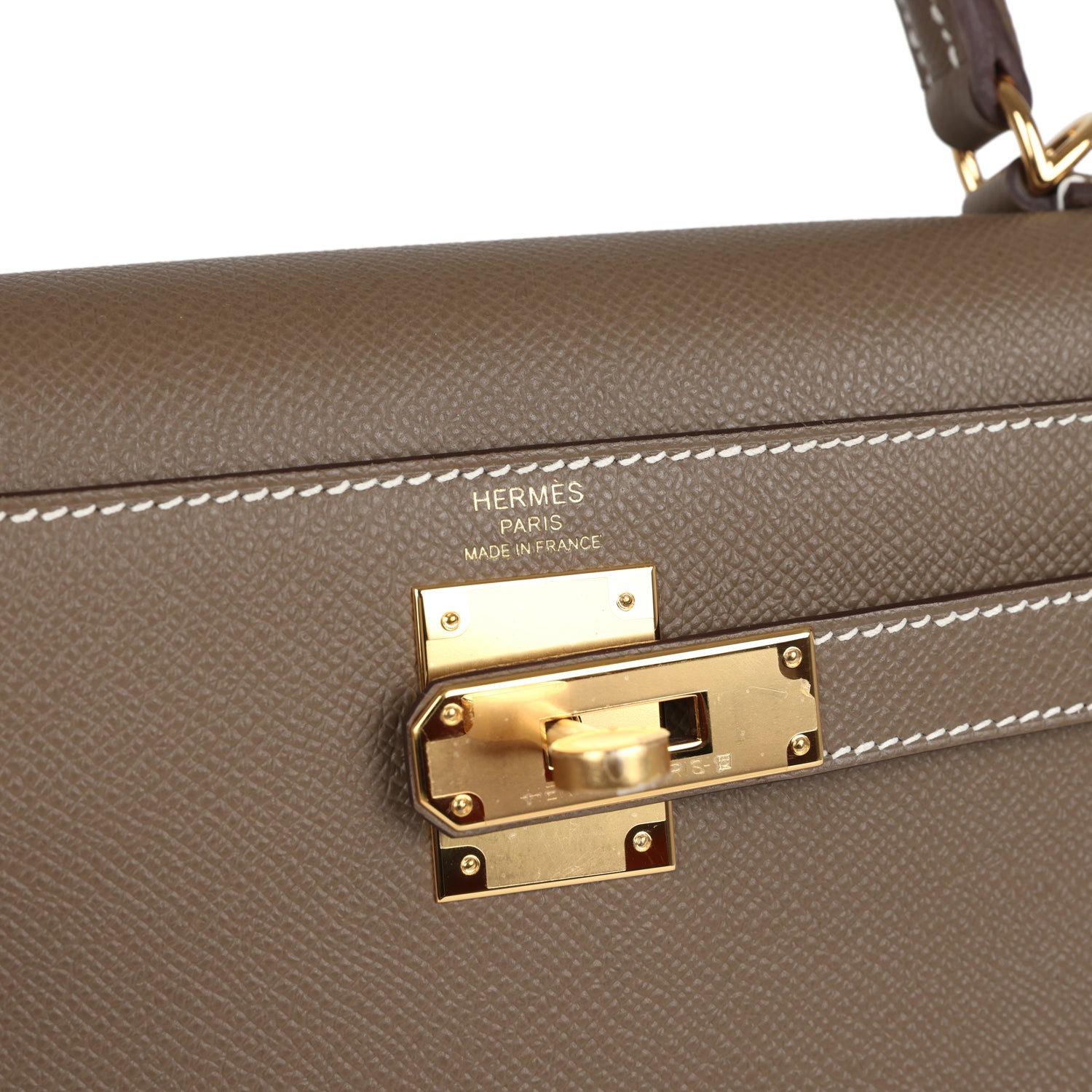 Kelly Sellier 28 Etoupe Epsom Gold Hardware