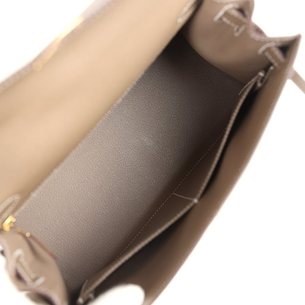 Kelly Sellier 28 Etoupe Epsom Gold Hardware
