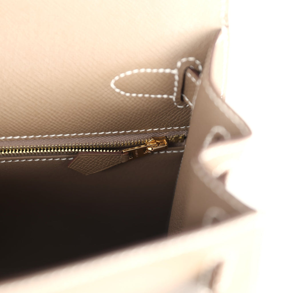 Kelly Sellier 28 Etoupe Epsom Gold Hardware