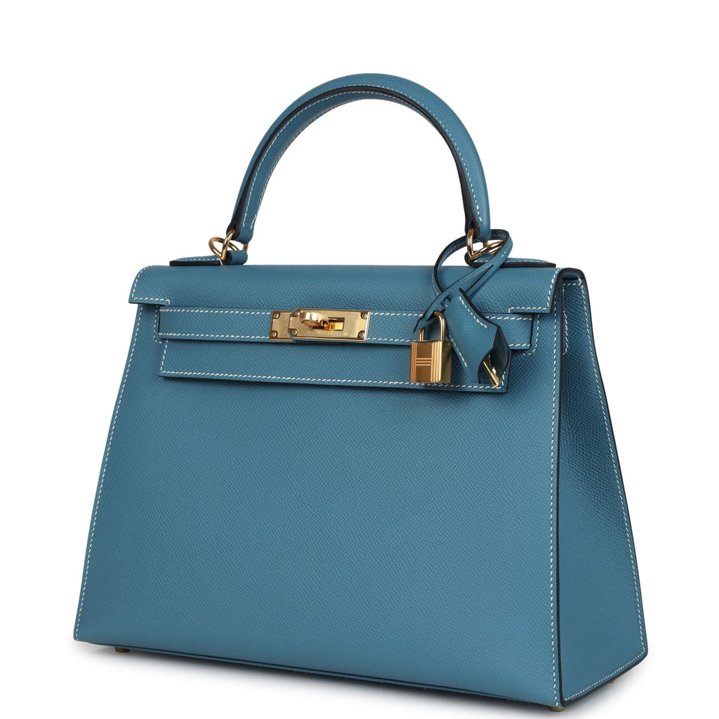 Kelly Sellier 28 Blue Jean Epsom Gold Hardware