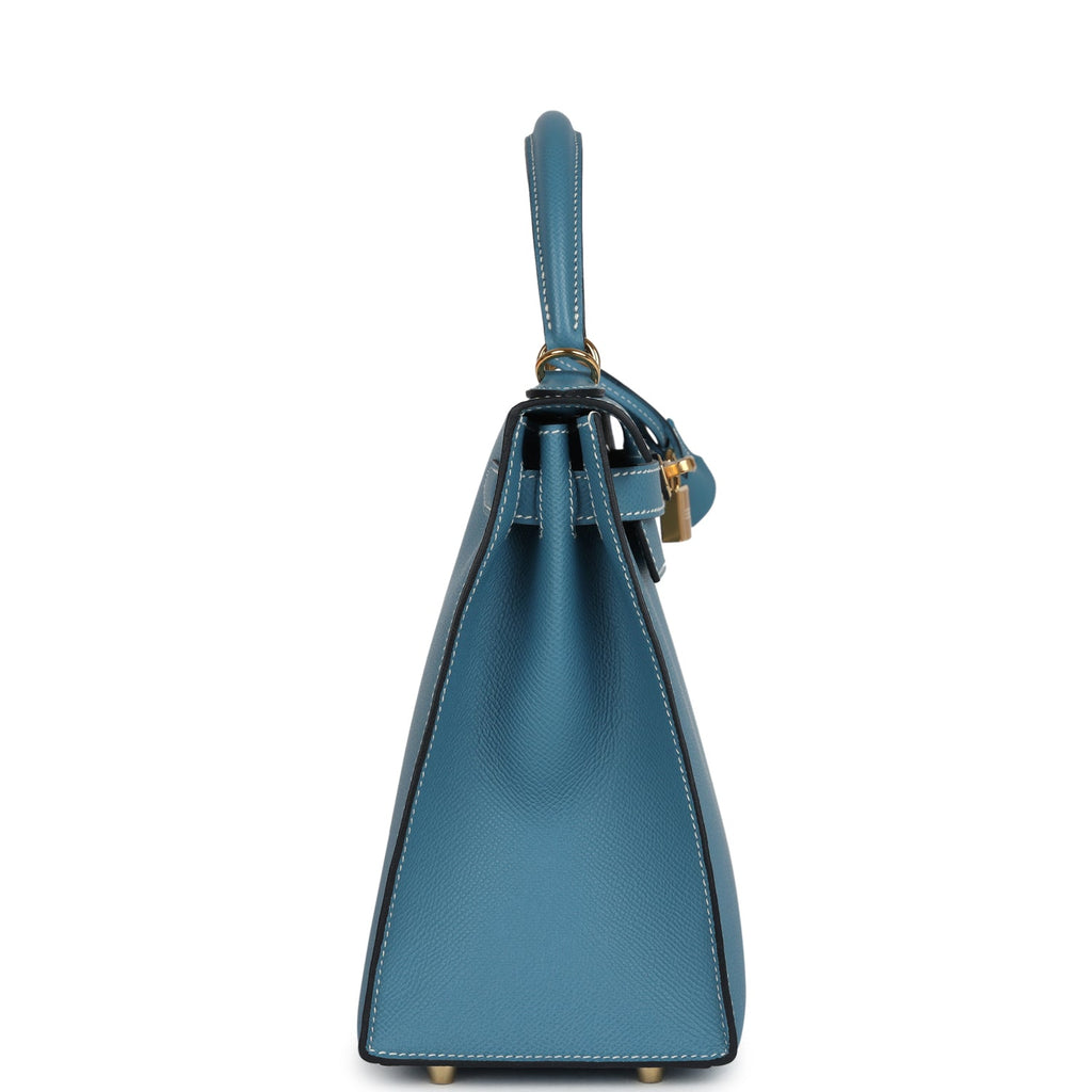 Kelly Sellier 28 Blue Jean Epsom Gold Hardware