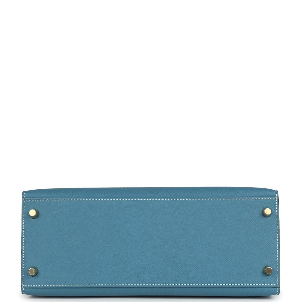 Kelly Sellier 28 Blue Jean Epsom Gold Hardware