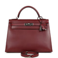 Vintage Kelly Sellier 32 Rouge H Box Palladium Hardware