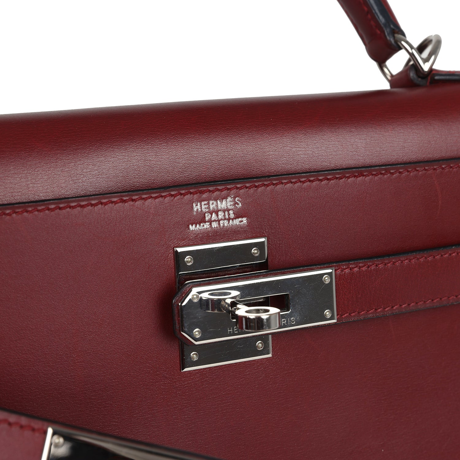 Vintage Kelly Sellier 32 Rouge H Box Palladium Hardware