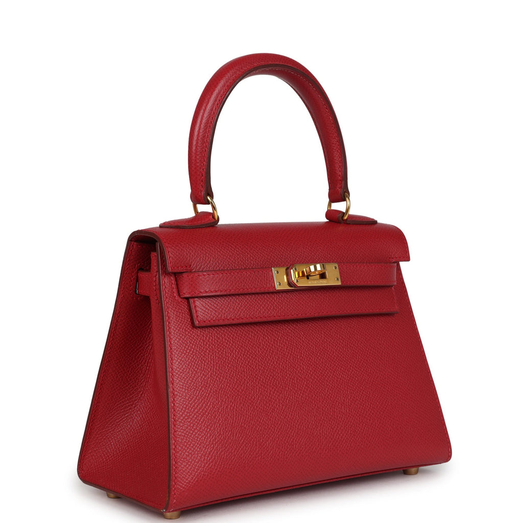 Vintage Kelly Sellier 20 Rouge Vif Courchevel Gold Hardware