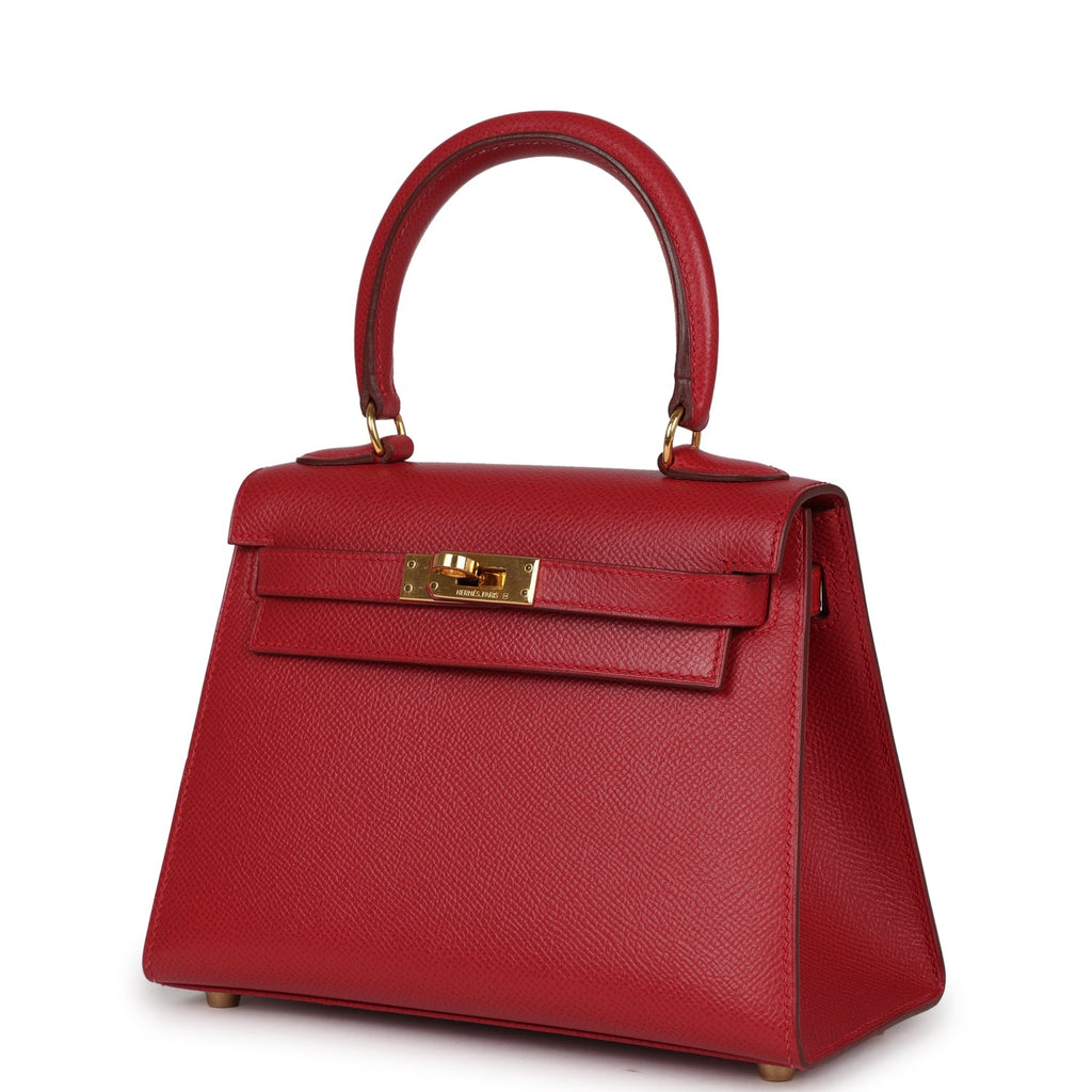 Vintage Kelly Sellier 20 Rouge Vif Courchevel Gold Hardware