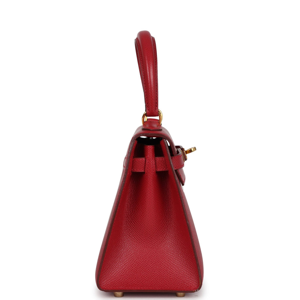 Vintage Kelly Sellier 20 Rouge Vif Courchevel Gold Hardware