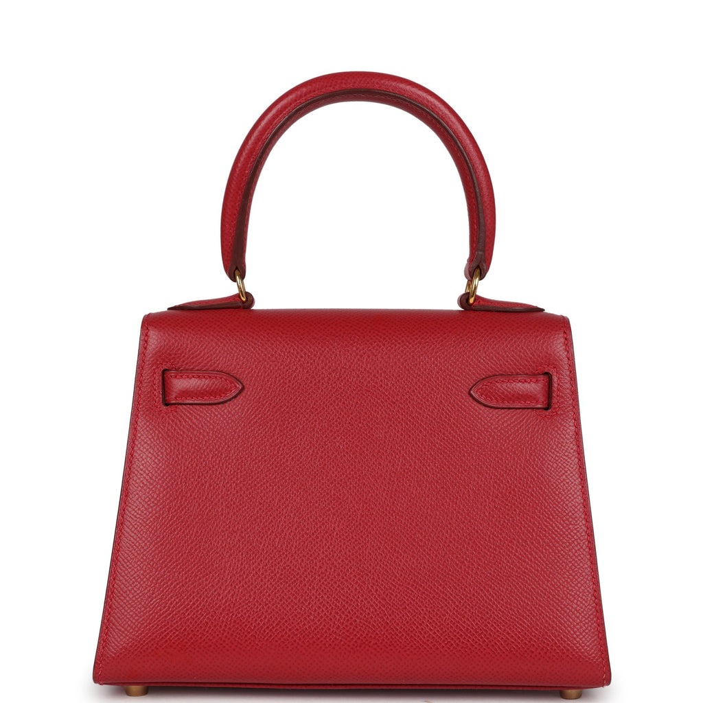 Vintage Kelly Sellier 20 Rouge Vif Courchevel Gold Hardware