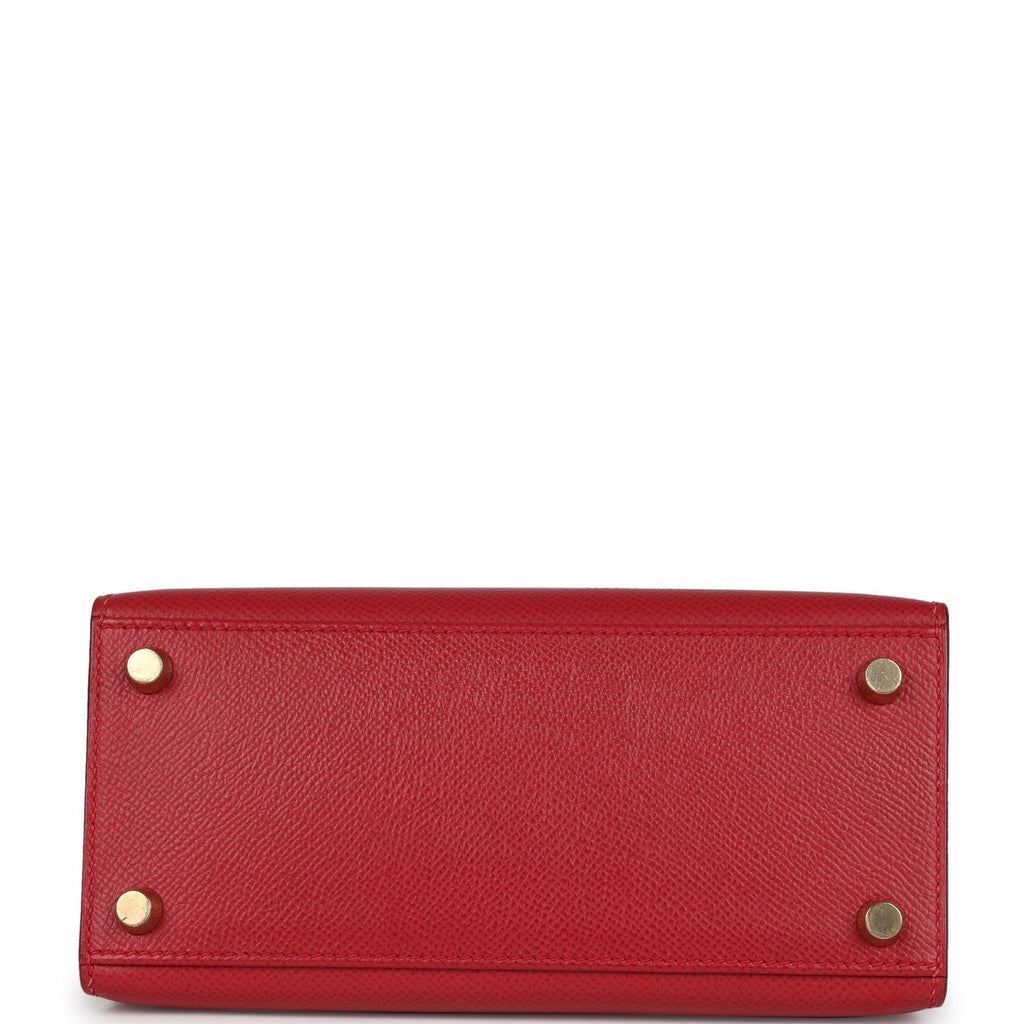 Vintage Kelly Sellier 20 Rouge Vif Courchevel Gold Hardware