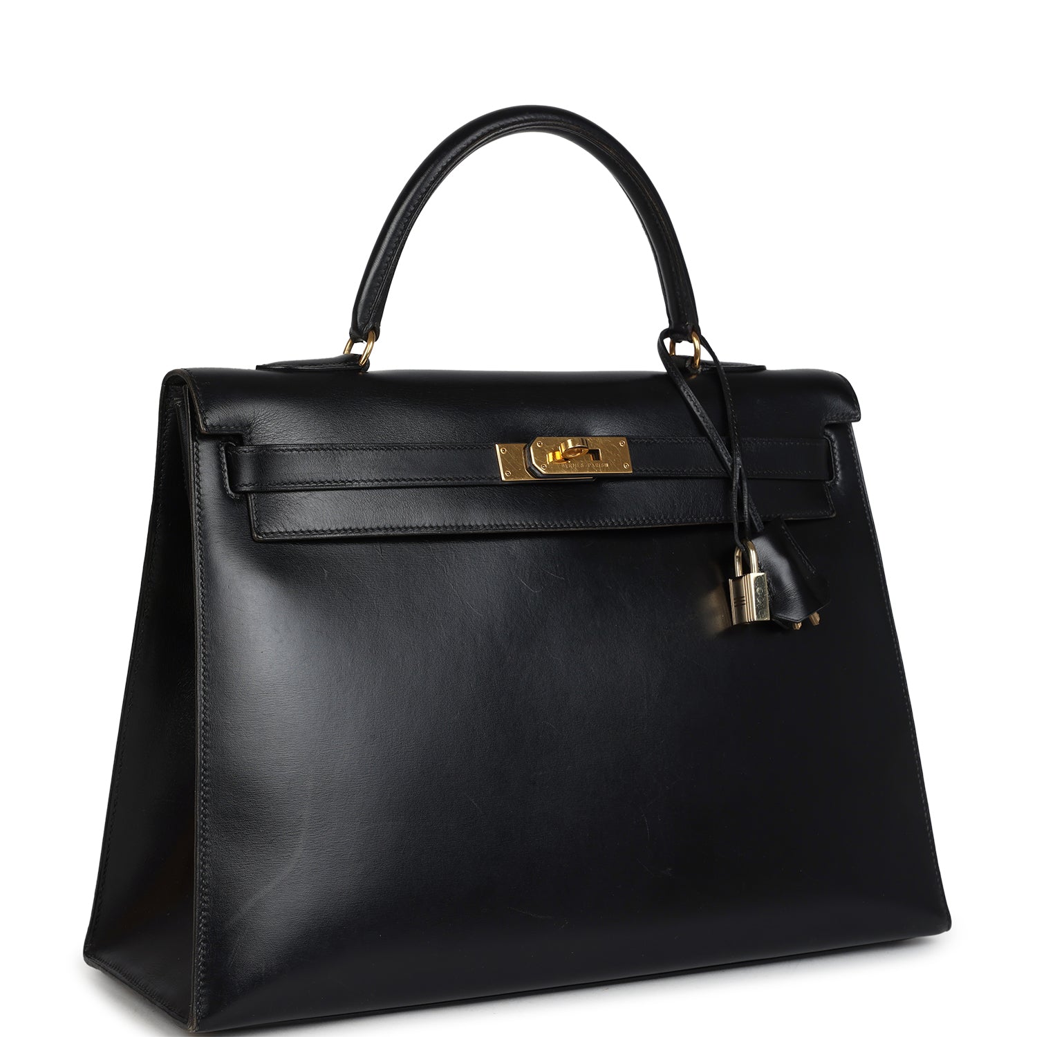 Vintage Kelly Sellier 35 Black Box Gold Hardware