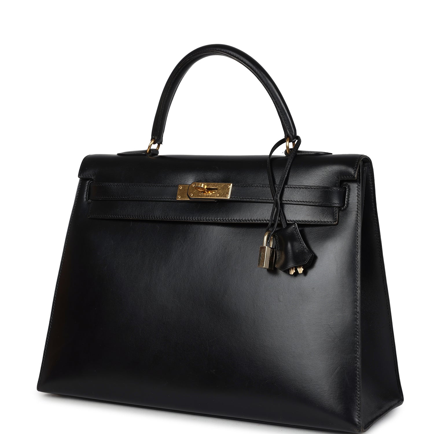 Vintage Kelly Sellier 35 Black Box Gold Hardware