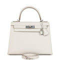 Kelly Sellier 28 Gris Pale Epsom Palladium Hardware