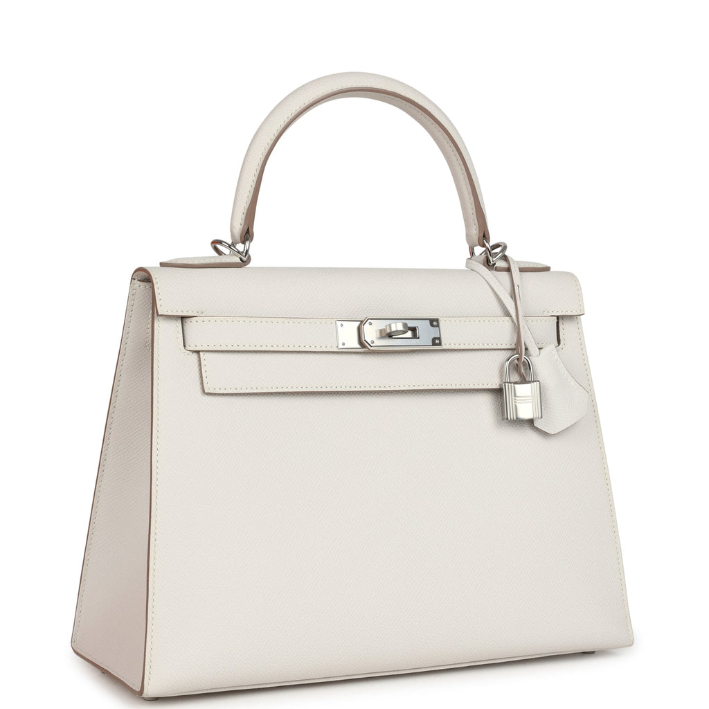 Kelly Sellier 28 Gris Pale Epsom Palladium Hardware