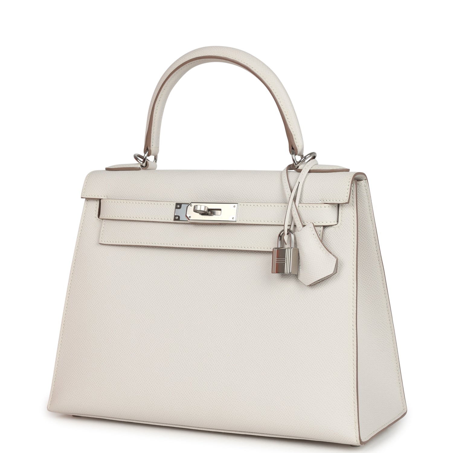Kelly Sellier 28 Gris Pale Epsom Palladium Hardware