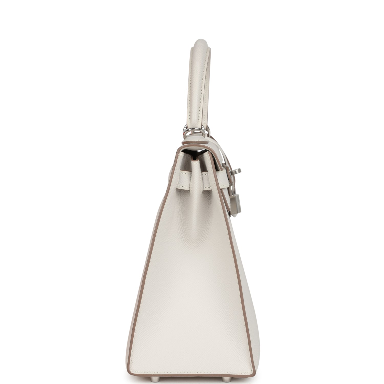 Kelly Sellier 28 Gris Pale Epsom Palladium Hardware