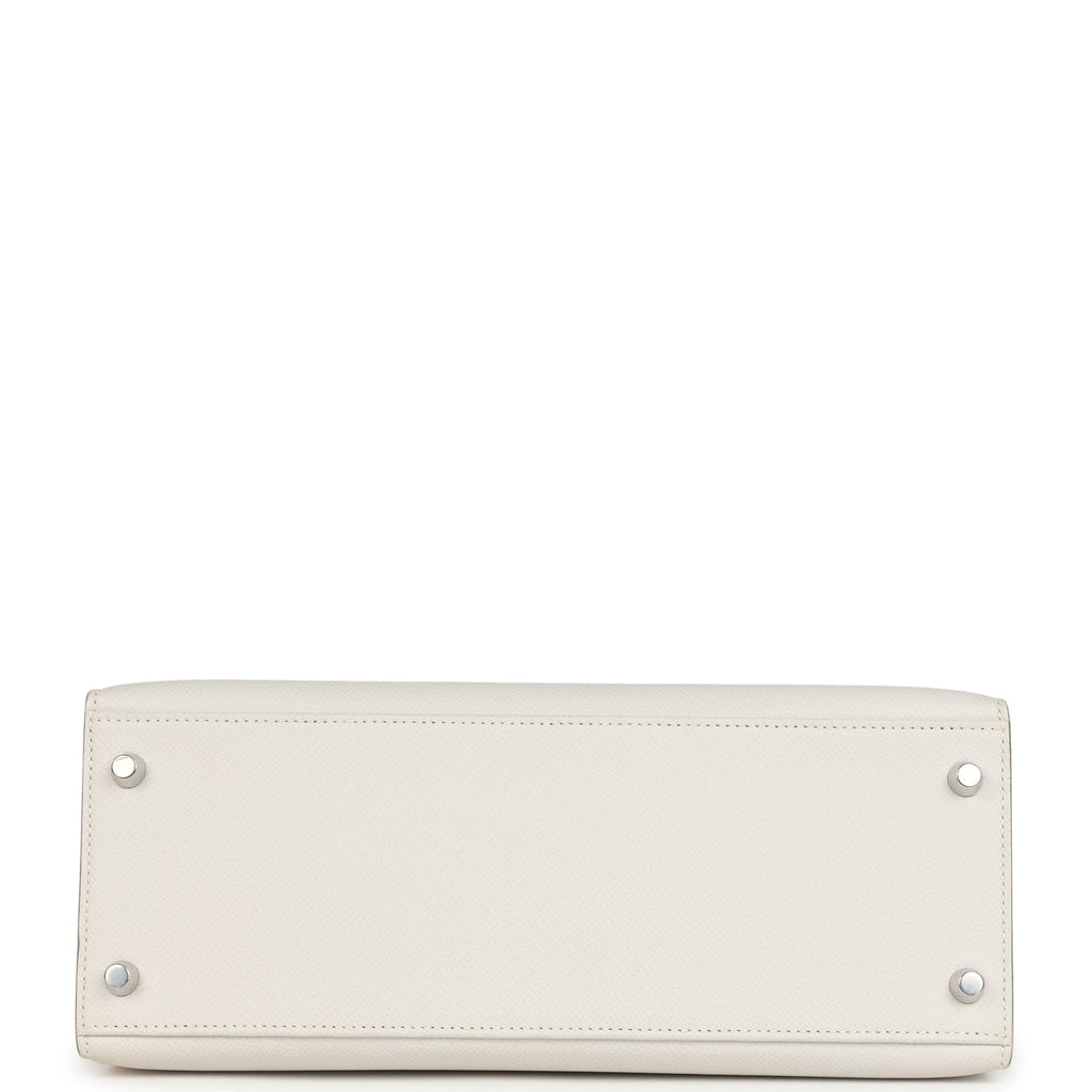 Kelly Sellier 28 Gris Pale Epsom Palladium Hardware