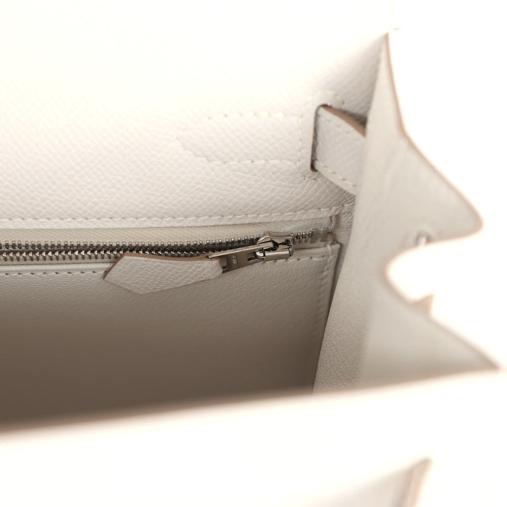 Kelly Sellier 28 Gris Pale Epsom Palladium Hardware