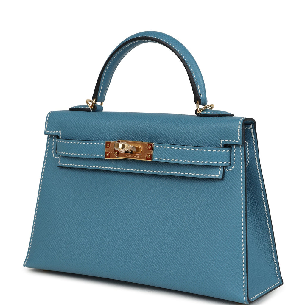 Kelly Sellier 20 Blue Jean Epsom Gold Hardware