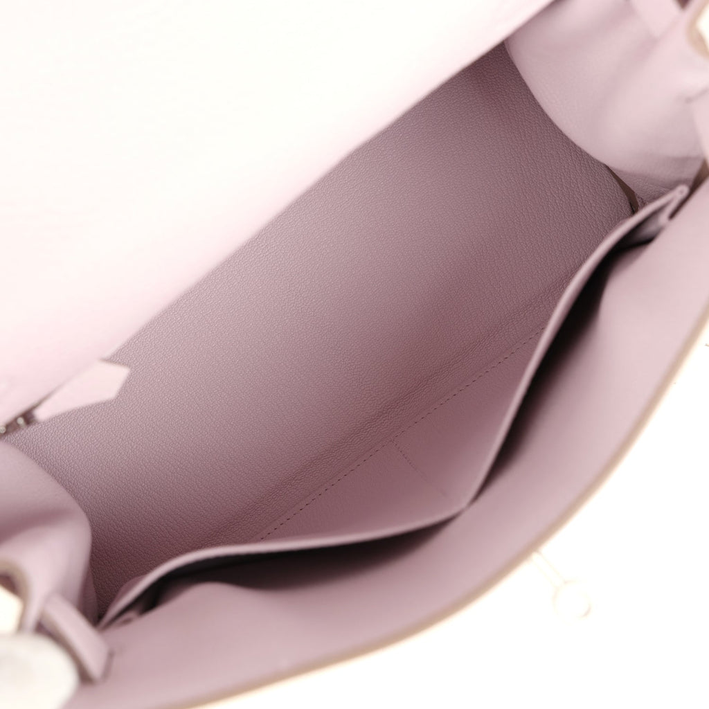Kelly Retourne 28 Mauve Pale Clemence Palladium Hardware