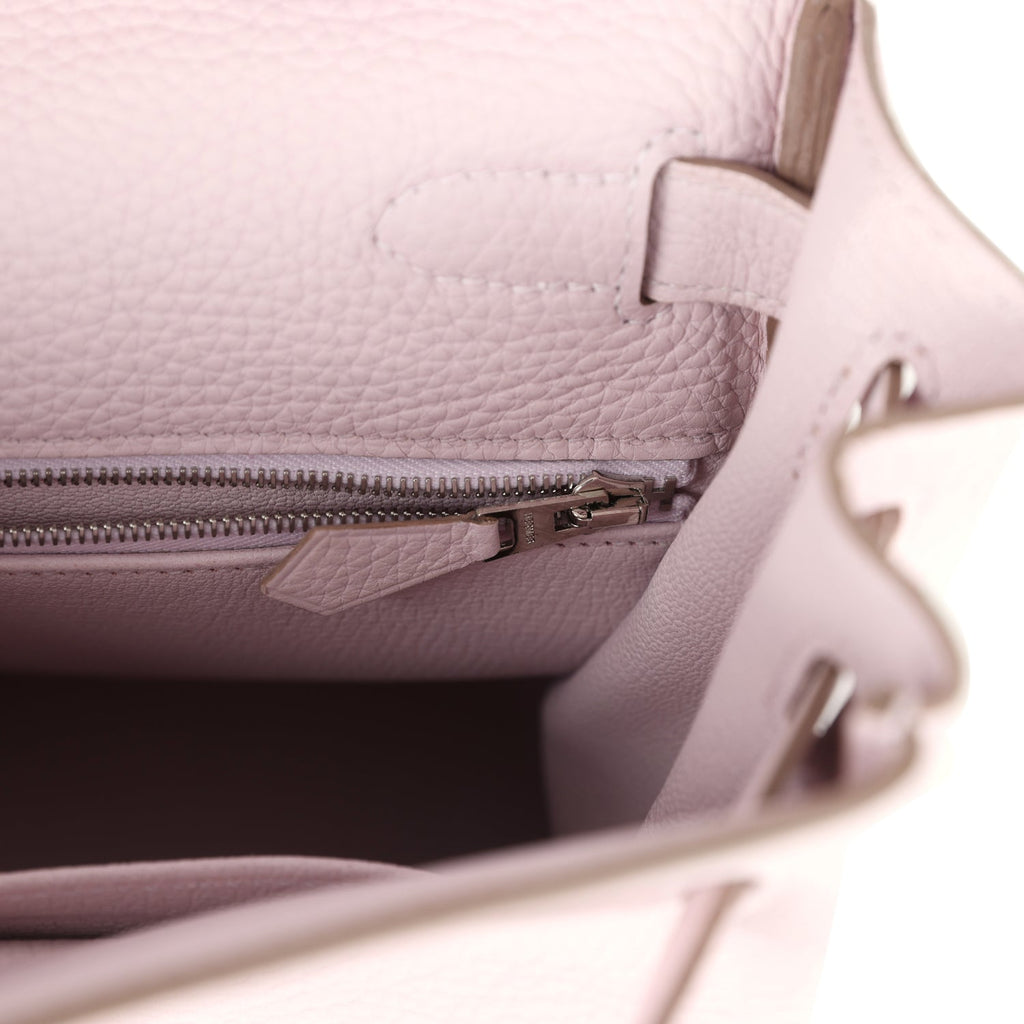 Kelly Retourne 28 Mauve Pale Clemence Palladium Hardware