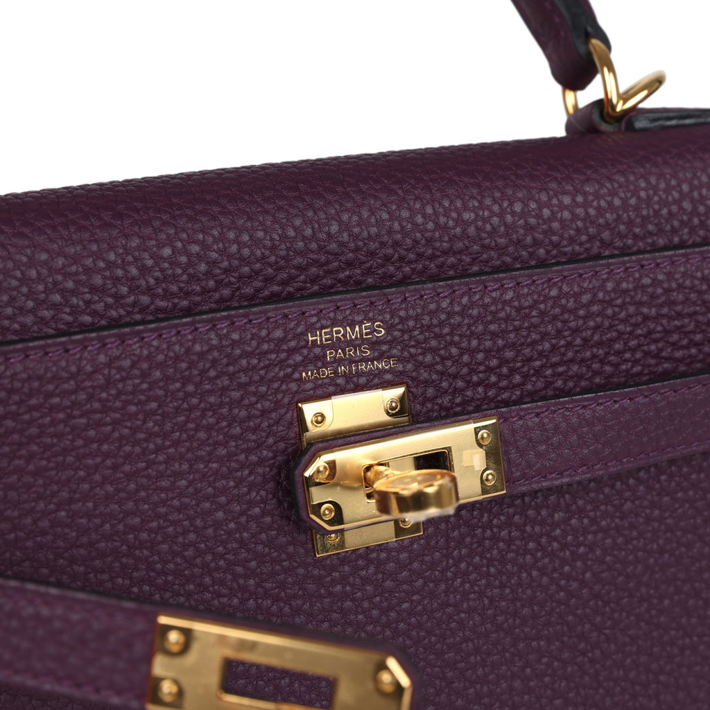Kelly Retourne 25 Cassis Togo Gold Hardware