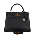 Vintage Kelly Sellier 28 Black Ardennes Gold Hardware