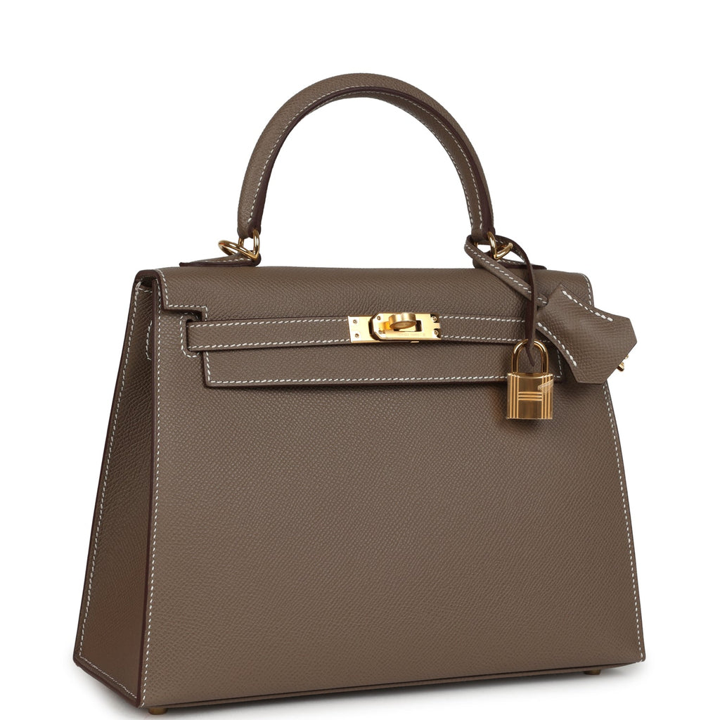 Kelly Sellier 25 Etoupe Epsom Gold Hardware