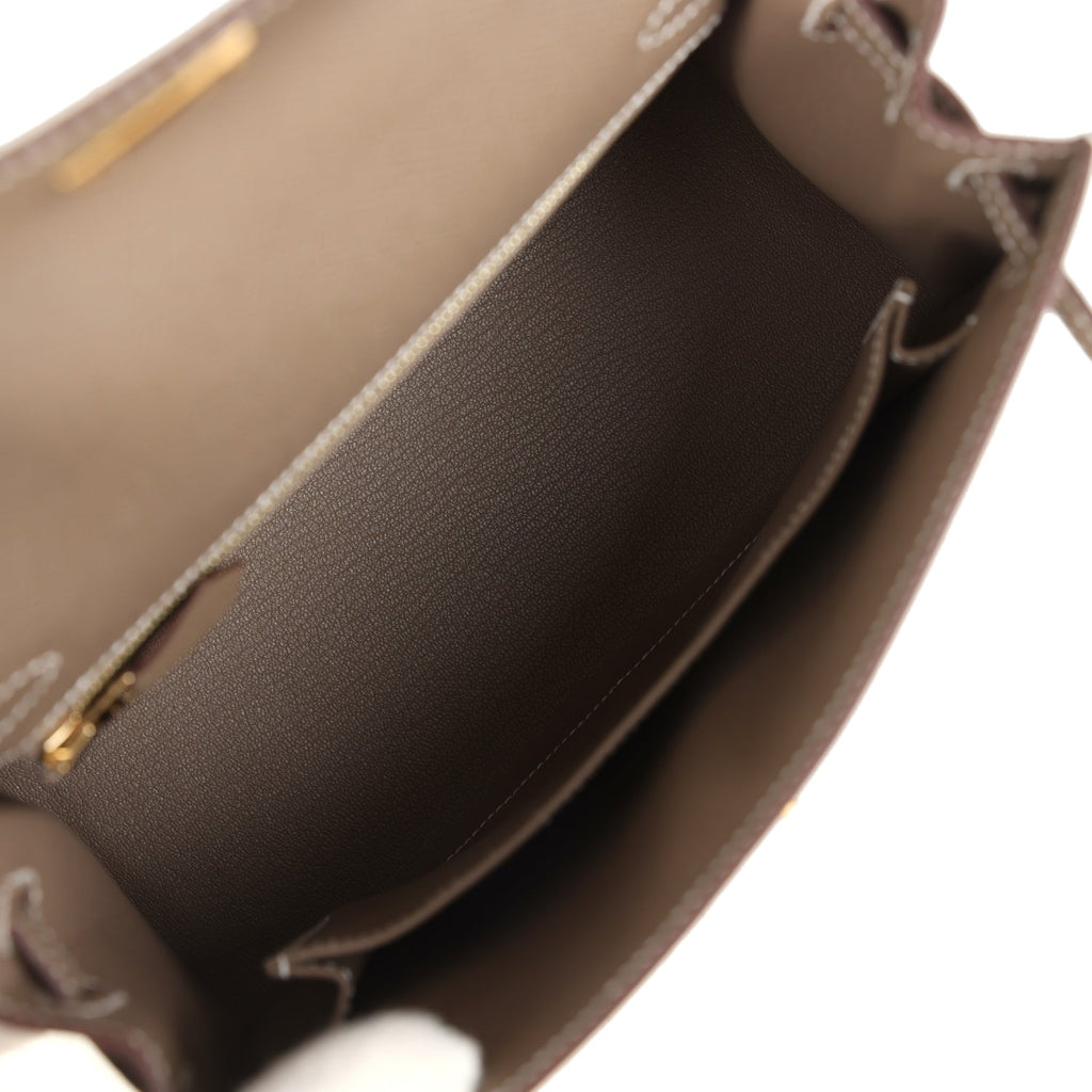 Kelly Sellier 25 Etoupe Epsom Gold Hardware