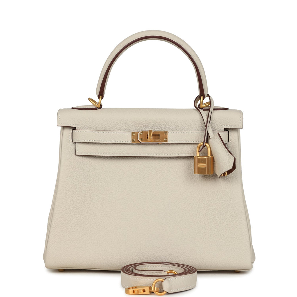 Special Order (HSS) Kelly Retourne 25 Craie Verso Togo Brushed Gold Hardware