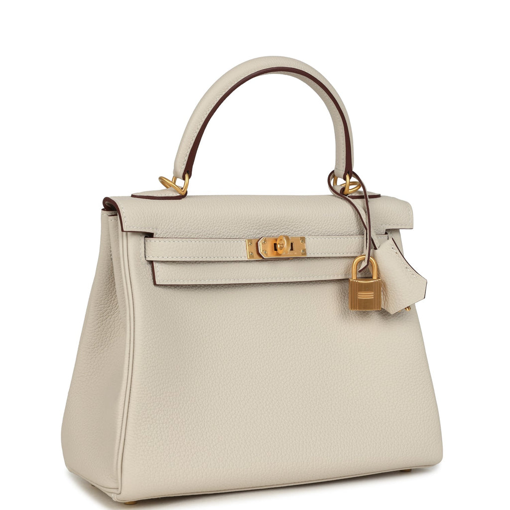 Special Order (HSS) Kelly Retourne 25 Craie Verso Togo Brushed Gold Hardware