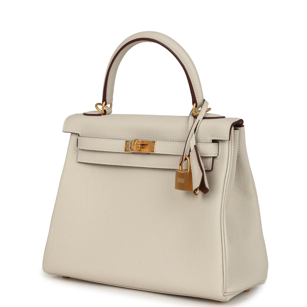 Special Order (HSS) Kelly Retourne 25 Craie Verso Togo Brushed Gold Hardware