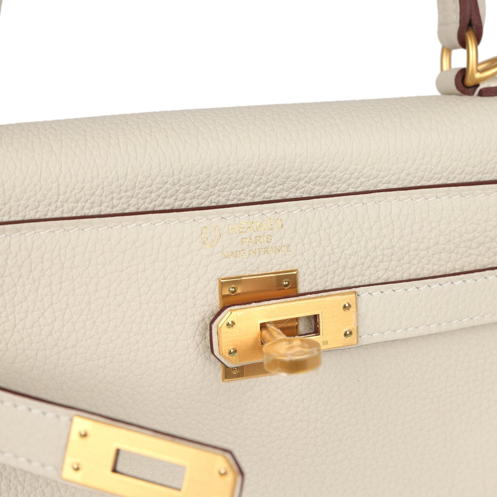 Special Order (HSS) Kelly Retourne 25 Craie Verso Togo Brushed Gold Hardware