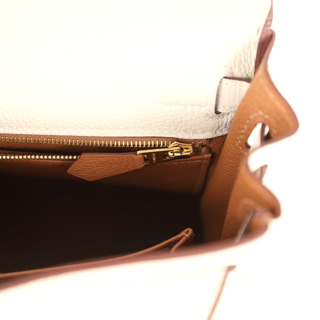 Special Order (HSS) Kelly Retourne 25 Craie Verso Togo Brushed Gold Hardware