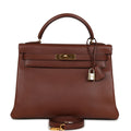 Vintage Kelly Retourne 32 Marron Fonce Ardennes Gold Hardware