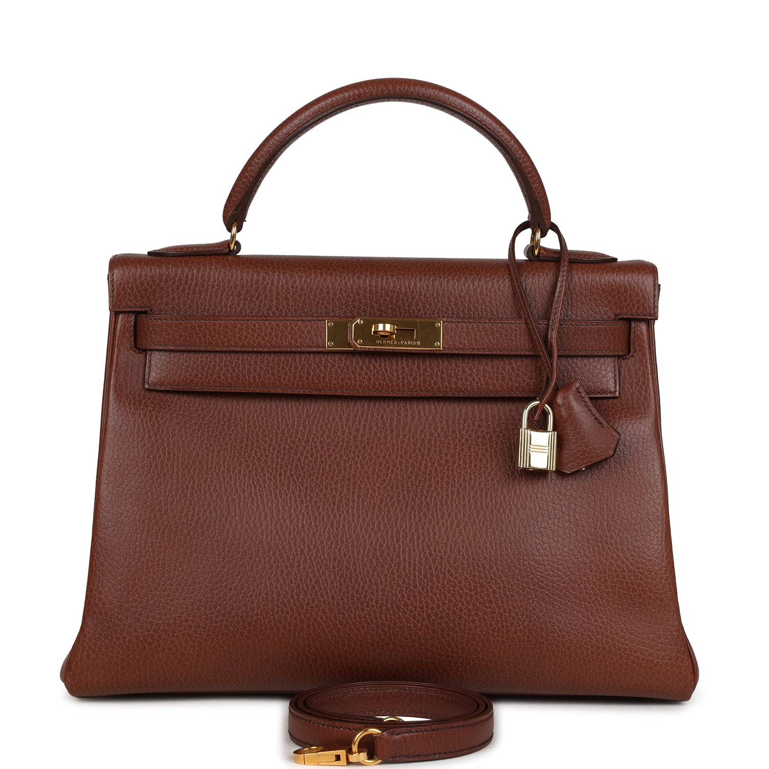 Vintage Kelly Retourne 32 Marron Fonce Ardennes Gold Hardware