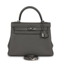 Kelly Retourne 28 Gris Meyer Clemence Palladium Hardware