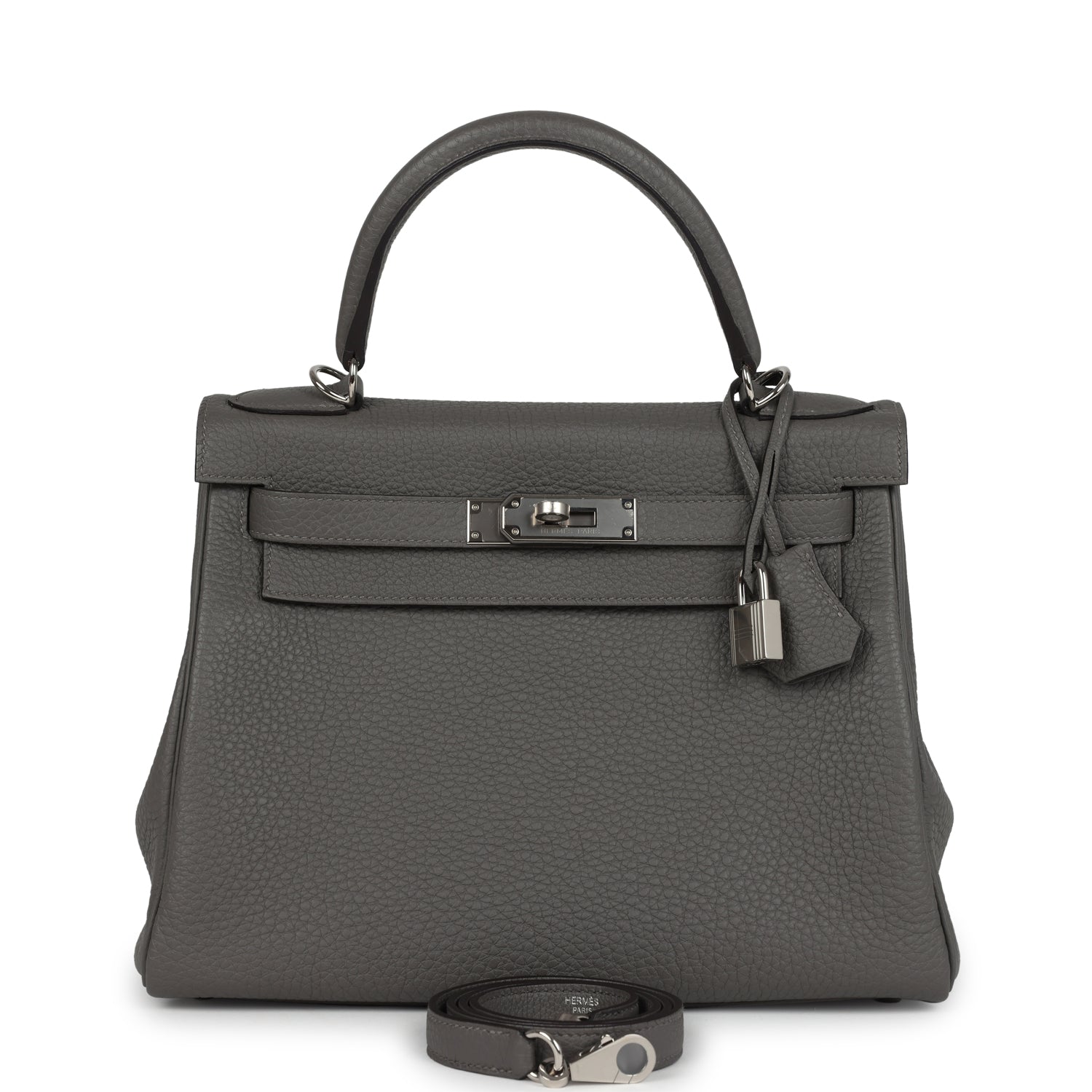 Kelly Retourne 28 Gris Meyer Clemence Palladium Hardware