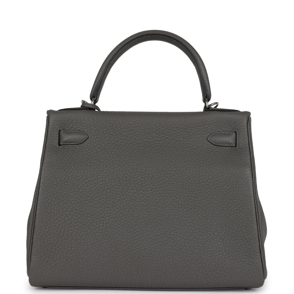 Kelly Retourne 28 Gris Meyer Clemence Palladium Hardware