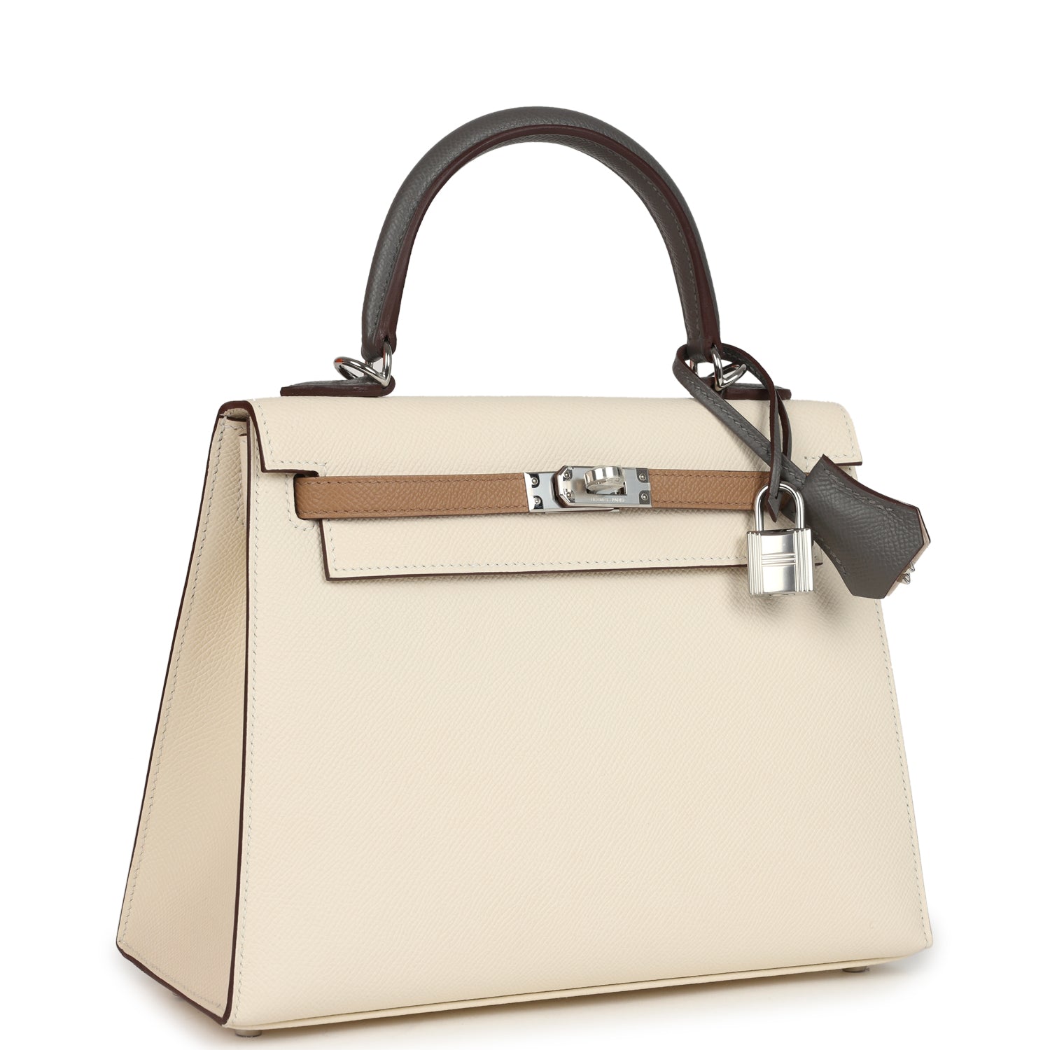 Kelly Sellier 25 Tri-Color Nata, Gris Meyer and Chai Epsom Palladium Hardware