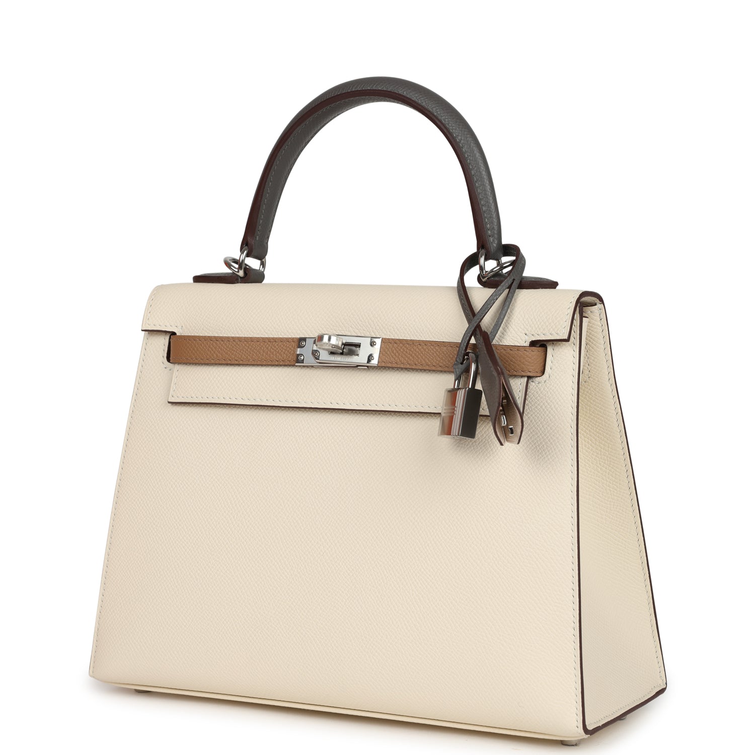 Kelly Sellier 25 Tri-Color Nata, Gris Meyer and Chai Epsom Palladium Hardware