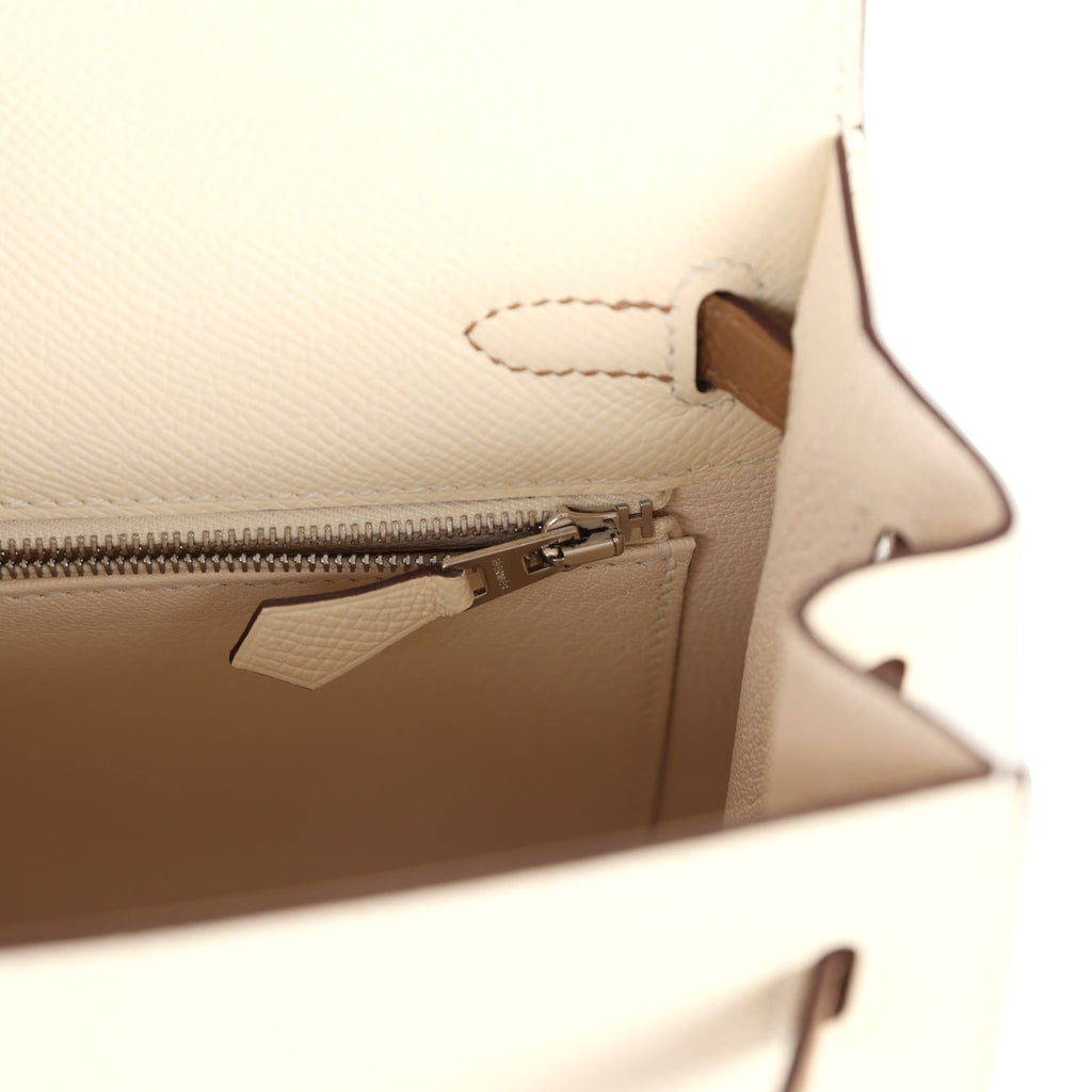 Kelly Sellier 25 Tri-Color Nata, Gris Meyer and Chai Epsom Palladium Hardware