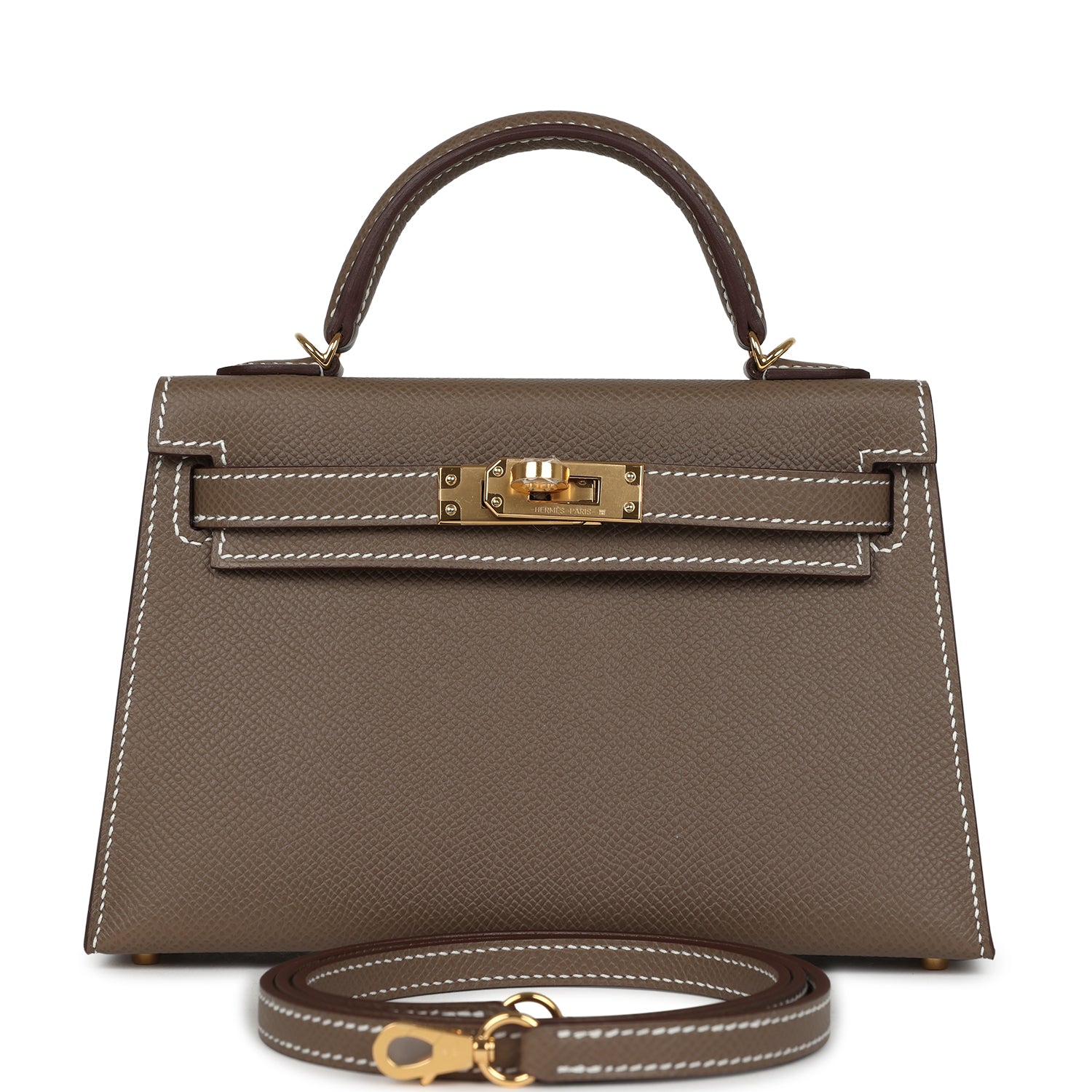 Kelly Sellier 20 Etoupe Epsom Gold Hardware